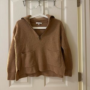 Madewell Wool Camel Half-Zip Sweater (Size: XXS)
